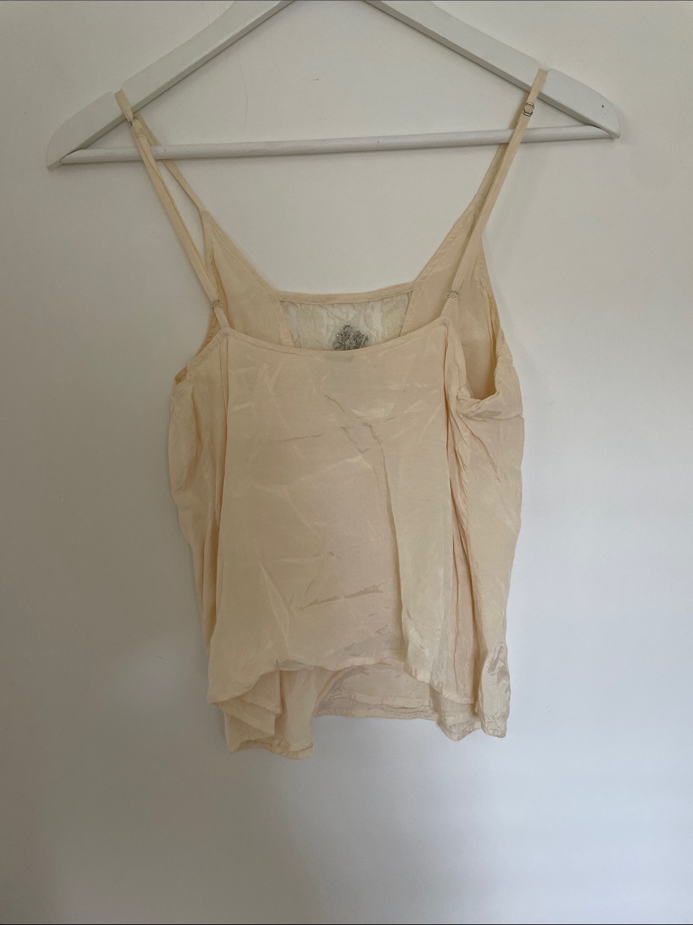 Chan Luu Cream Satin Lace-Trim Cami with Embroidered V-Inset - Picture 3 of 4